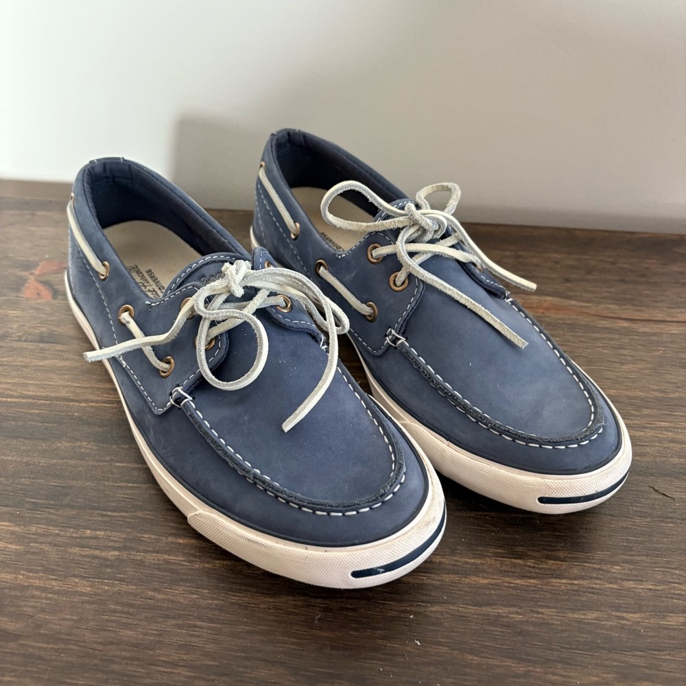 Converse Jack Purcell Men’s Blue Leather Sneaker Boat Shoes Leather Laces